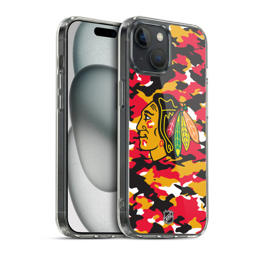 NHL Chicago Blackhawks Camouflage Soft Gel Case for Apple iPhone 15 & MagSafe
