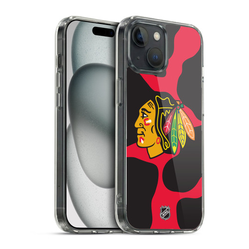 NHL Chicago Blackhawks Cow Pattern Soft Gel Case for Apple iPhone 15 & MagSafe