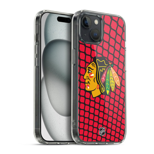 NHL Chicago Blackhawks Net Pattern Soft Gel Case for Apple iPhone 15 Plus & MagSafe
