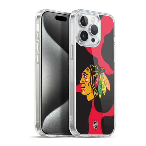 NHL Chicago Blackhawks Cow Pattern Soft Gel Case for Apple iPhone 15 Pro Max & MagSafe