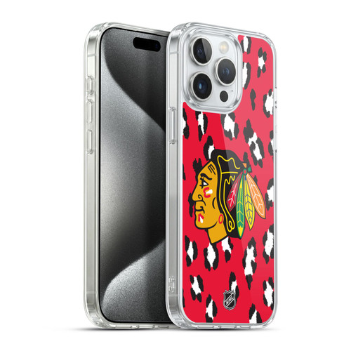 NHL Chicago Blackhawks Leopard Patten Soft Gel Case for Apple iPhone 15 Pro Max & MagSafe