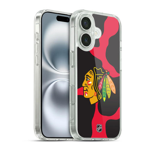 NHL Chicago Blackhawks Cow Pattern Soft Gel Case for Apple iPhone 16 & MagSafe