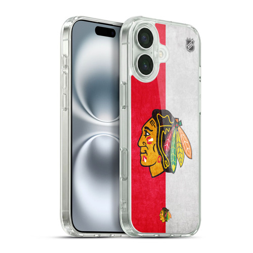 NHL Chicago Blackhawks Half Distressed Soft Gel Case for Apple iPhone 16 Plus & MagSafe