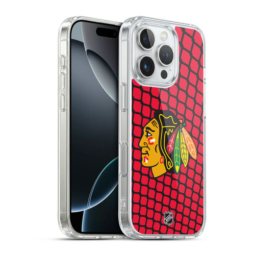 NHL Chicago Blackhawks Net Pattern Soft Gel Case for Apple iPhone 16 Pro & MagSafe
