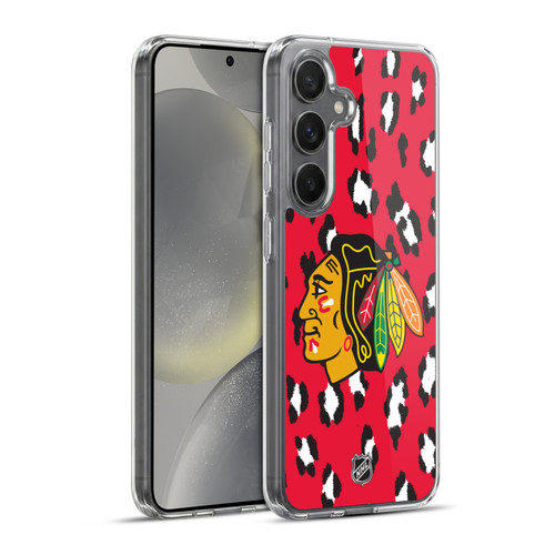 NHL Chicago Blackhawks Leopard Patten Soft Gel Case for Samsung Galaxy S24+ 5G & MagSafe