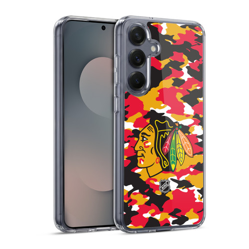 NHL Chicago Blackhawks Camouflage Soft Gel Case for Samsung Galaxy S25 & MagSafe