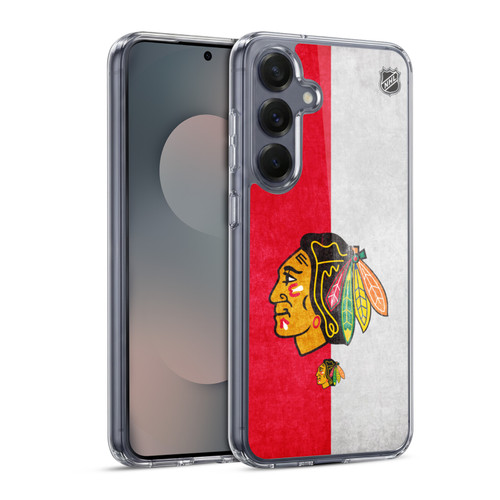NHL Chicago Blackhawks Half Distressed Soft Gel Case for Samsung Galaxy S25 & MagSafe