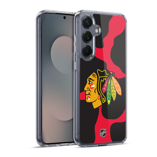 NHL Chicago Blackhawks Cow Pattern Soft Gel Case for Samsung Galaxy S25+ & MagSafe