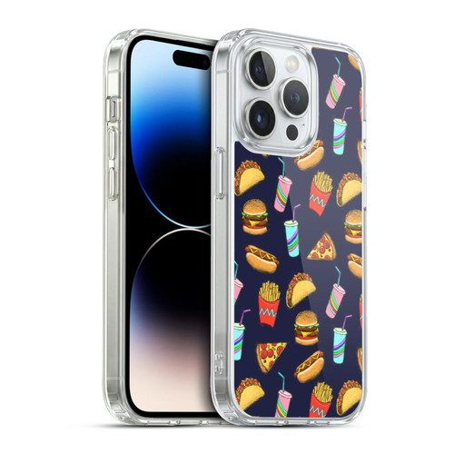 Micklyn Le Feuvre Patterns 2 Fast Food On Navy Soft Gel Case for Apple iPhone 13 Pro & MagSafe