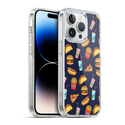 Micklyn Le Feuvre Patterns 2 Fast Food On Navy Soft Gel Case for Apple iPhone 14 Pro & MagSafe