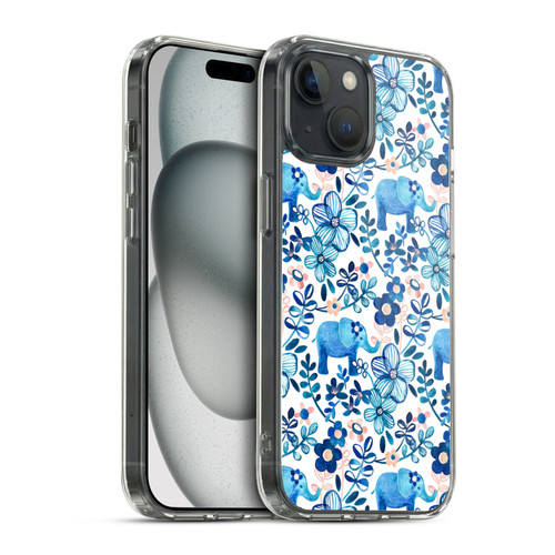Micklyn Le Feuvre Patterns 2 Watercolour Floral Elephant Soft Gel Case for Apple iPhone 15 & MagSafe