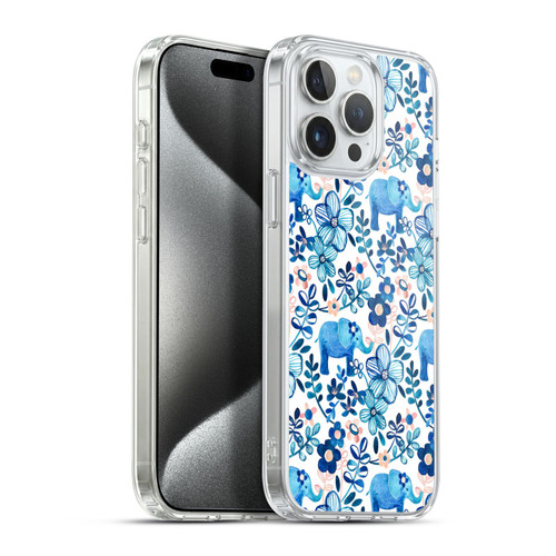 Micklyn Le Feuvre Patterns 2 Watercolour Floral Elephant Soft Gel Case for Apple iPhone 15 Pro Max & MagSafe