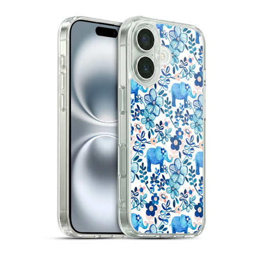 Micklyn Le Feuvre Patterns 2 Watercolour Floral Elephant Soft Gel Case for Apple iPhone 16 & MagSafe