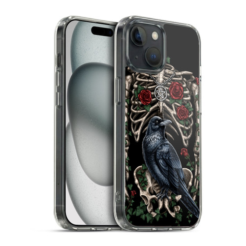 Sarah Richter Animals Gothic Black Crow & Skeleton Soft Gel Case for Apple iPhone 15 & MagSafe