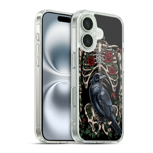 Sarah Richter Animals Gothic Black Crow & Skeleton Soft Gel Case for Apple iPhone 16 & MagSafe