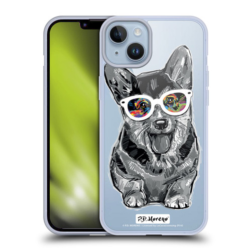 P.D. Moreno Black And White Dogs Pembroke Welsh Corgi Soft Gel Case for Apple iPhone 14 Plus & MagSafe