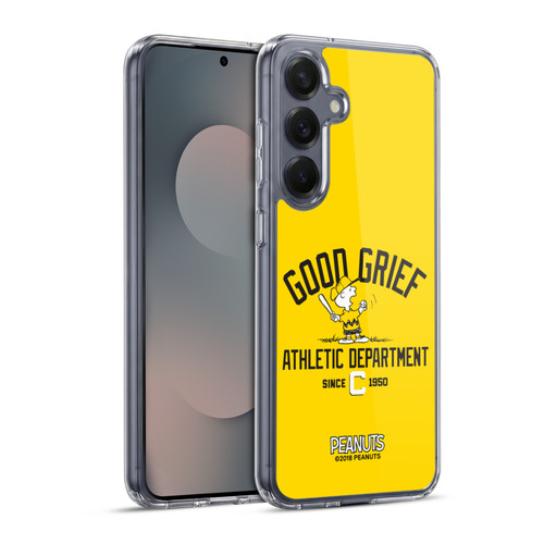 Peanuts Varsity Sports Charlie Brown Good Grief Soft Gel Case for Samsung Galaxy S25+ & MagSafe