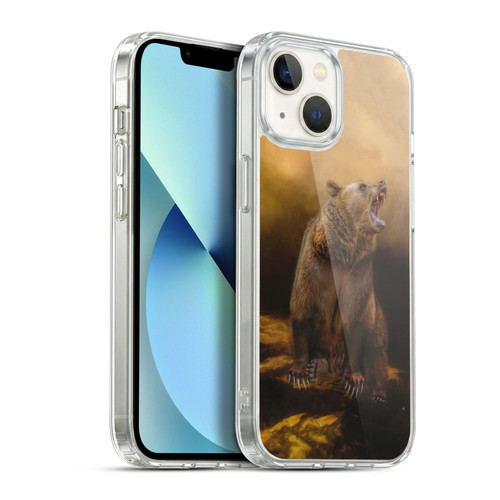 Simone Gatterwe Animals Roaring Grizzly Bear Soft Gel Case for Apple iPhone 13