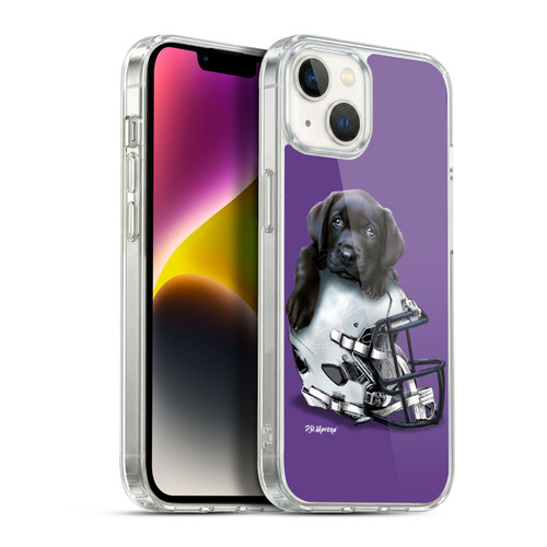 P.D. Moreno Sport Puppies Black Labrador Football Helmet Soft Gel Case for Apple iPhone 14 Plus & MagSafe