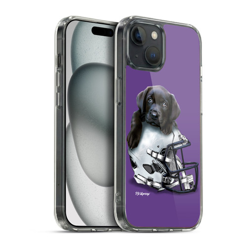 P.D. Moreno Sport Puppies Black Labrador Football Helmet Soft Gel Case for Apple iPhone 15 Plus & MagSafe