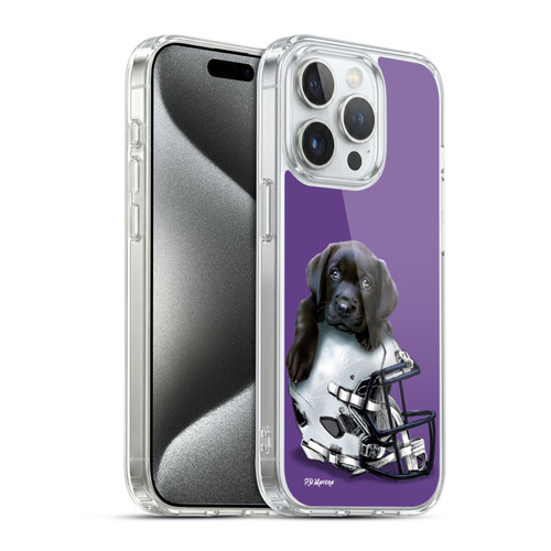 P.D. Moreno Sport Puppies Black Labrador Football Helmet Soft Gel Case for Apple iPhone 15 Pro & MagSafe