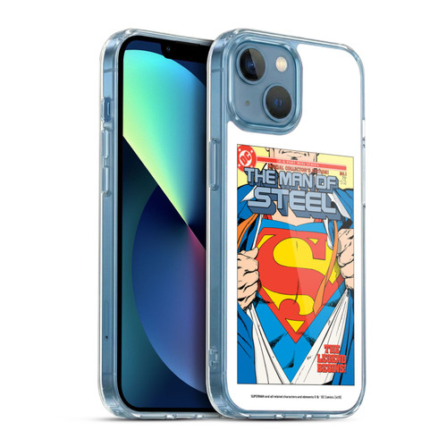Superman DC Comics Famous Comic Book Covers The Man of Steel 1 Soft Gel Case for Apple iPhone 13 Mini & MagSafe