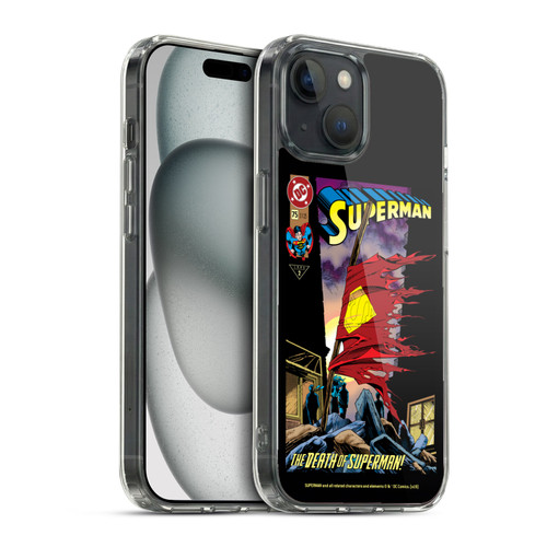 Superman DC Comics Famous Comic Book Covers Death Soft Gel Case for Apple iPhone 15 & MagSafe