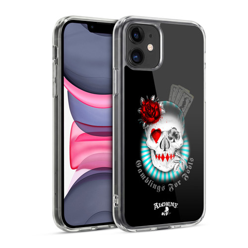 Alchemy Gothic Skull And Cards Gambling's For Fools Soft Gel Case for Apple iPhone 11