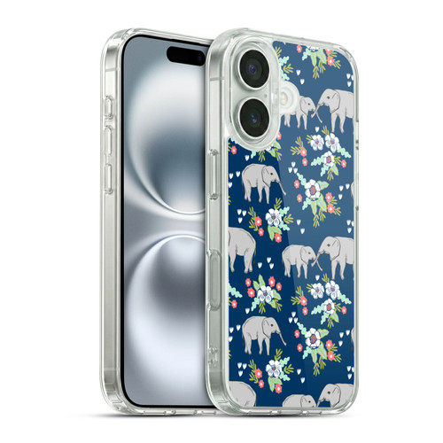 Andrea Lauren Design Animals Floral Elephant Soft Gel Case for Apple iPhone 16 & MagSafe