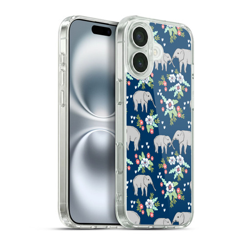 Andrea Lauren Design Animals Floral Elephant Soft Gel Case for Apple iPhone 16 Plus & MagSafe