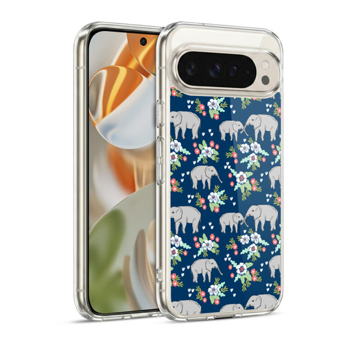 Andrea Lauren Design Animals Floral Elephant Soft Gel Case for Google Pixel 9 / Pixel 9 Pro