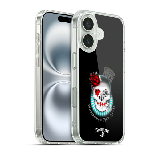 Alchemy Gothic Skull And Cards Gambling's For Fools Soft Gel Case for Apple iPhone 16 & MagSafe