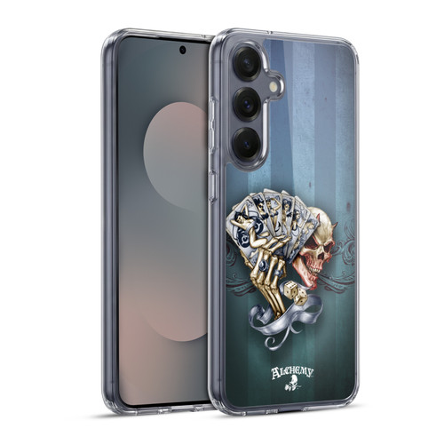 Alchemy Gothic Skull And Cards Read 'Em And Weep Soft Gel Case for Samsung Galaxy S25+ & MagSafe