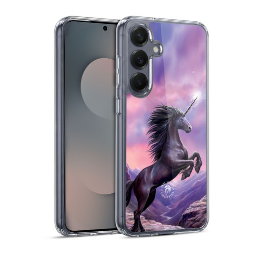 Anne Stokes Mythical Creatures Black Unicorn Soft Gel Case for Samsung Galaxy S25 & MagSafe