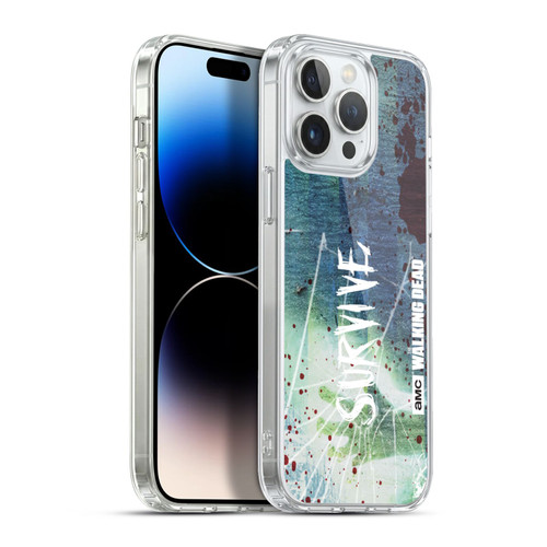 AMC The Walking Dead Typography Survive Torned Glass Soft Gel Case for Apple iPhone 13 Pro Max & MagSafe