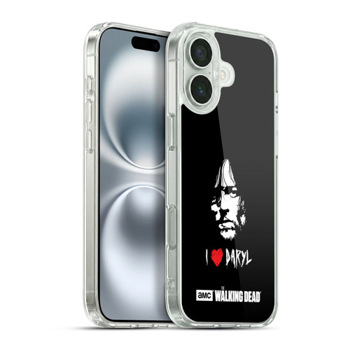 AMC The Walking Dead Typography Love Daryl Face Soft Gel Case for Apple iPhone 16 Plus & MagSafe