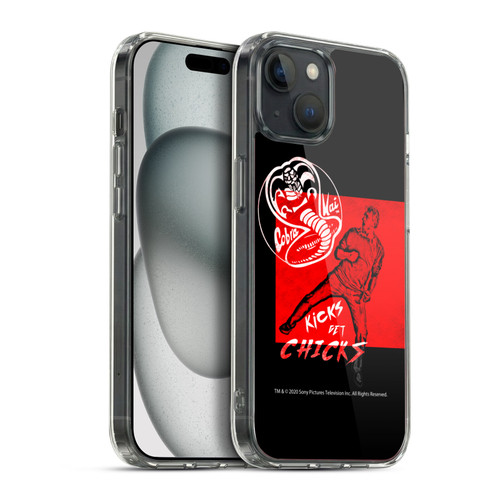 Cobra Kai Composed Art John Lawrence Kicks Soft Gel Case for Apple iPhone 15 Plus & MagSafe