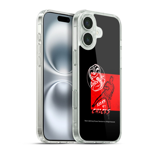 Cobra Kai Composed Art John Lawrence Kicks Soft Gel Case for Apple iPhone 16 Plus & MagSafe