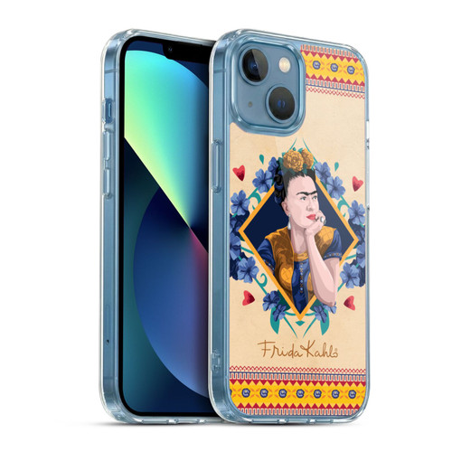 Frida Kahlo Portrait Indigo Soft Gel Case for Apple iPhone 13 Mini & MagSafe