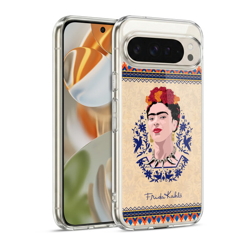 Frida Kahlo Portrait Navy Blue Soft Gel Case for Google Pixel 9 / Pixel 9 Pro