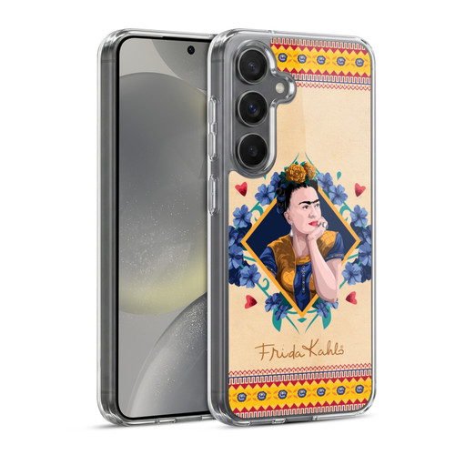 Frida Kahlo Portrait Indigo Soft Gel Case for Samsung Galaxy S24 5G & MagSafe