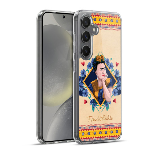 Frida Kahlo Portrait Indigo Soft Gel Case for Samsung Galaxy S24+ 5G & MagSafe