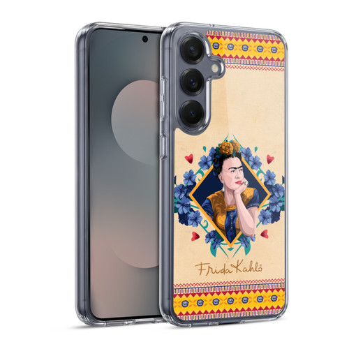 Frida Kahlo Portrait Indigo Soft Gel Case for Samsung Galaxy S25 & MagSafe