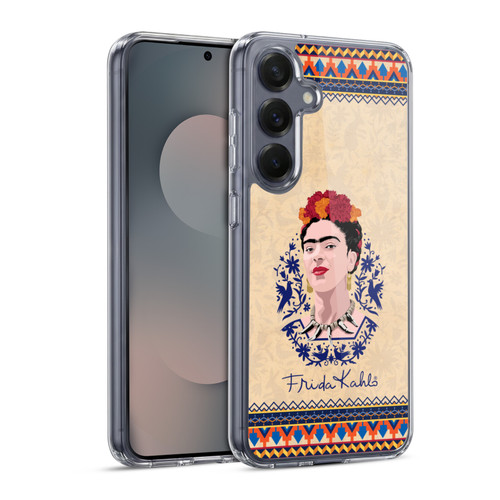 Frida Kahlo Portrait Navy Blue Soft Gel Case for Samsung Galaxy S25 & MagSafe