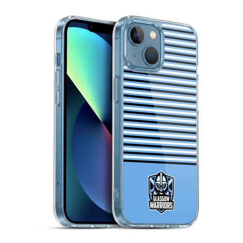 Glasgow Warriors Logo Stripes Blue 2 Soft Gel Case for Apple iPhone 13 Mini & MagSafe