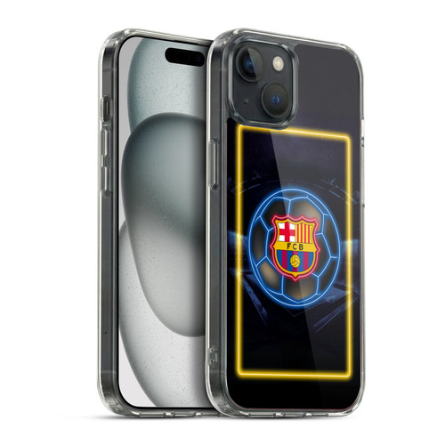 FC Barcelona Neon Logo Soft Gel Case for Apple iPhone 15 Plus & MagSafe