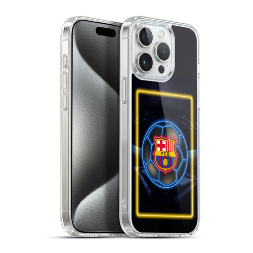FC Barcelona Neon Logo Soft Gel Case for Apple iPhone 15 Pro Max & MagSafe