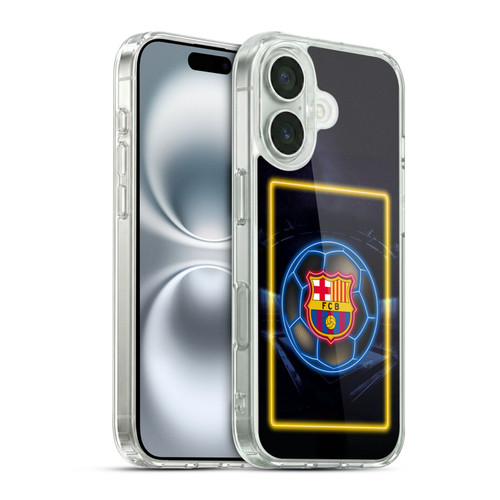 FC Barcelona Neon Logo Soft Gel Case for Apple iPhone 16 & MagSafe
