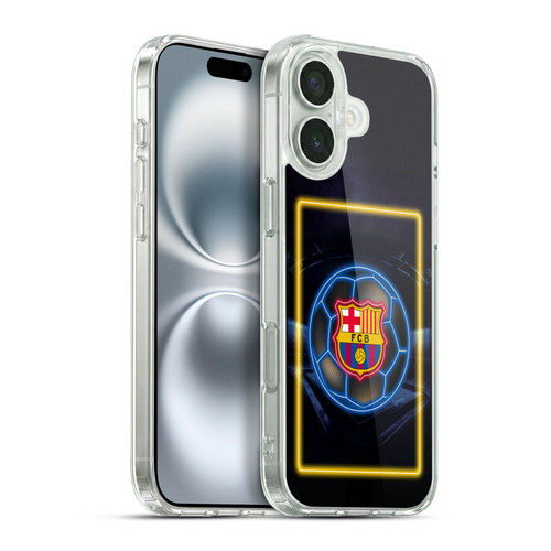 FC Barcelona Neon Logo Soft Gel Case for Apple iPhone 16 Plus & MagSafe