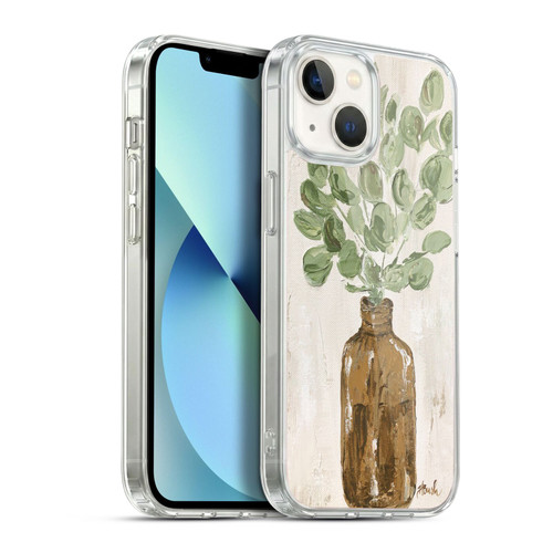 Haley Bush Floral Painting Brown Bottle Eucalyptus Soft Gel Case for Apple iPhone 13